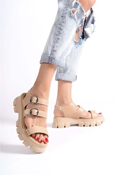 Les Passent Women's Nut High Three-Strap Ankle Strap Sandals 970