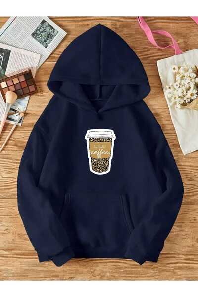 tkn your style Φούτερ με κουκούλα με σχέδιο καφέ Unisex Trend Oversize