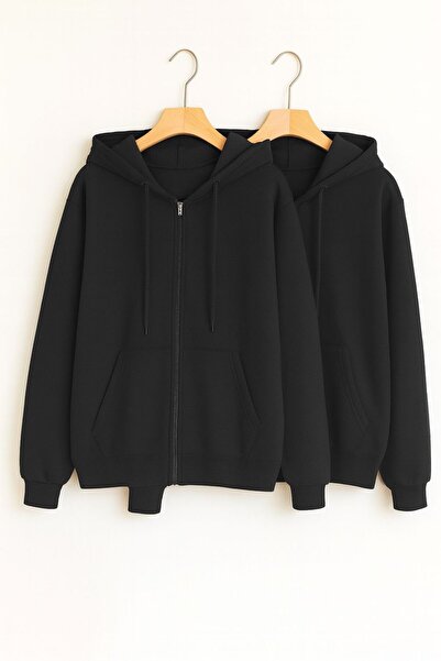 assef Unisex 2-Pack Black Hoodie Jacket Cardigan School Jacket