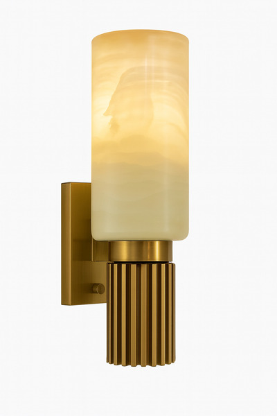 Nerfa ابليك جداري رخامي – ذهبي – قاعدة لمبة E27