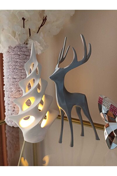 smilechild 25 CM Yılbaşı Geyik Figürü ve Yılbaşı Ağacı Led Işıklı 2 li Set LE...
