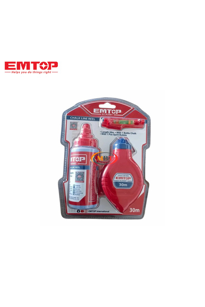 EMTOP 30m Drawing String with Chalk Powder - Marks Straight Lines with High Precision