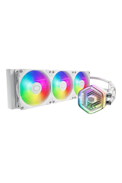 Cooler Master مبرد سائل MasterLiquid 360 Atmos White ARGB Close-Loop AIO، معالج AMD Ryzen AM 5/AM 4، I
