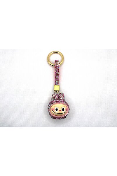 Tezcan Aksesuar سلسلة مفاتيح وحقيبة إكسسوار على شكل شخصية لابوبو المرصعة بالأ...