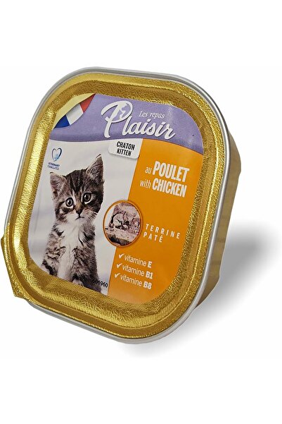 Plaisir Kitten Paté – Chicken with Milk Wet Cat Food – 32 x 100g Alu Trays – Growth & Bone He