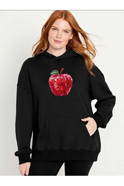 tkn your style Φούτερ με κουκούλα Unisex με σχέδιο με παγιέτες και στάμπα Apple