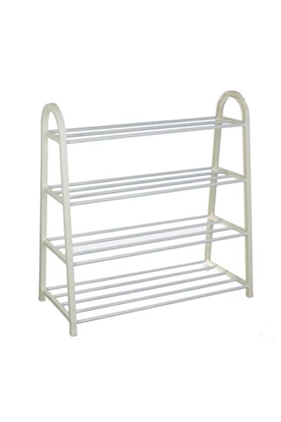 Home Shoe Rack with 4 Shelves White 61x28x64cm