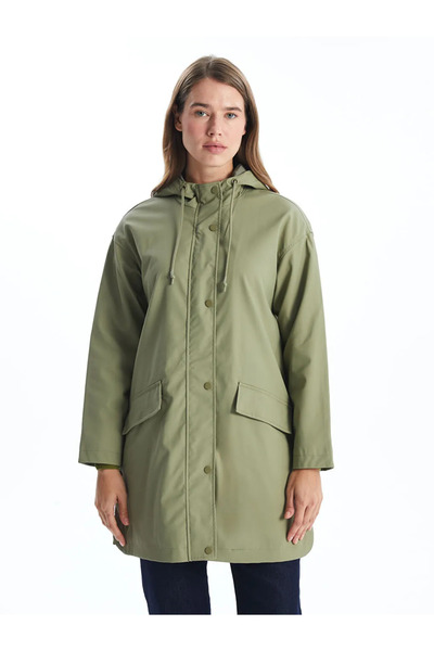 LC Waikiki LCW Modest Women's Hooded Plain Raincoat
