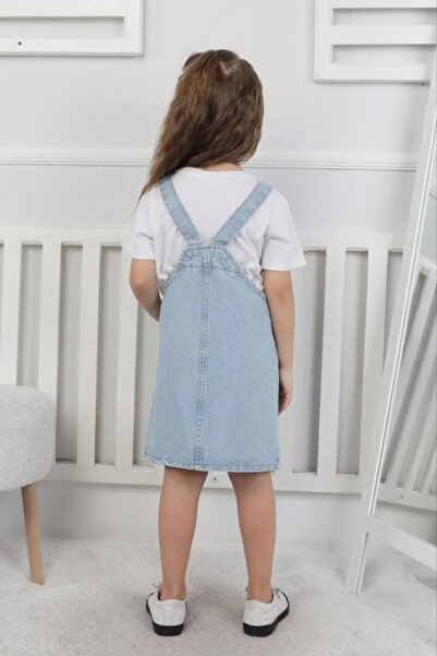 CC Design Çiçek İşlemeli Çocuk Kot Jile Elbise