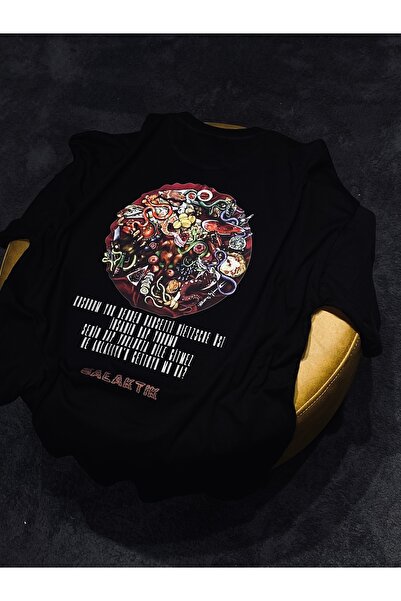 Spark Collection Galaktik %100 Pamuklu Relax Kalıp Bisiklet Yaka Tshirt