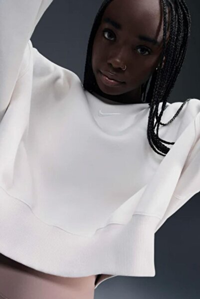 Nike SP Fleece Oversize Crew Kadın Krem Sweatshirt Bol kesim