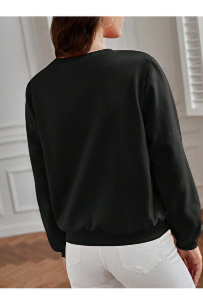 Trend Sizde Unisex Black from You Printed Crew Neck Sweatshirt