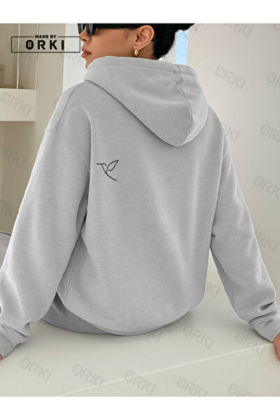 EFFRENATU هودي نسائي كبير الحجم باللون الرمادي – تصميم بيردلاين بتفاصيل طيور ...