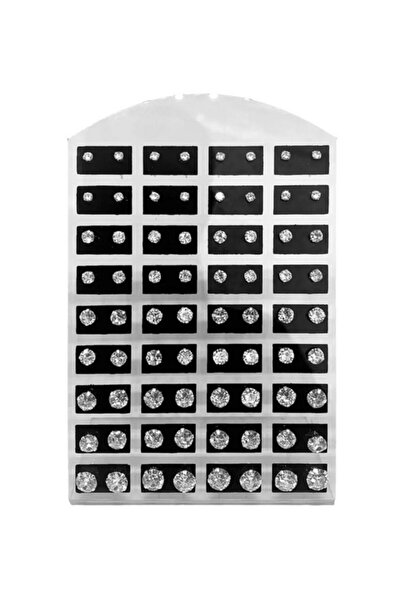 ASİL SİLVER ONLİNE Zirkon Taşlı 925 Ayar Gümüş Küpe Standı - 36 çift (72 adet) 3-4-5-6-7 mm Boyutlarında