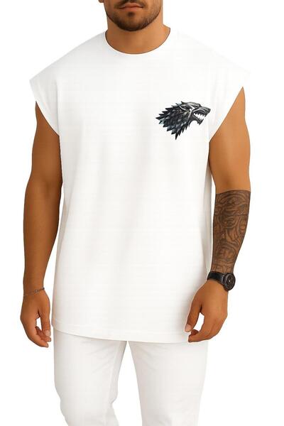 Bahriyeli Collection Oversize Game of Thrones House of Stark Minimalist Pocket Design Tank Top