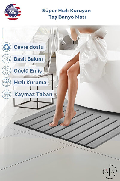 alastore Su Emici Banyo Tuvalet Paspas Mat Tasarım Hijyenik Set Paspası Kayma...