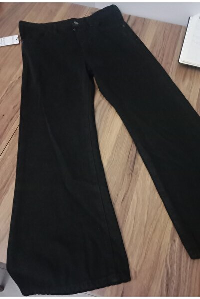 Buğra Giyim Kız çocuk kot pantolon İspanyol paça siyah