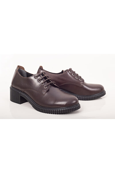 Condur by Paula Pantofi dama casual piele naturala maro inchis stil oxford cu siret
