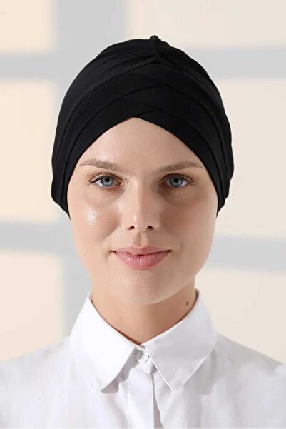 Monalisa Home قبعة أنيقة بثلاثة خطوط باللون الأسود