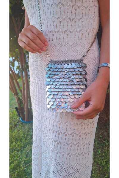 BACKHOME El Örgüsü Pullu Mini Çanta El Emeği