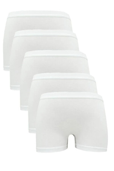 Dondeza 5 Adet Pamuklu Kadın Boxer // 5 Adet Beyaz