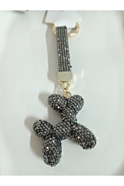 mos&more Balloon Dog Stone Anthracite Keychain