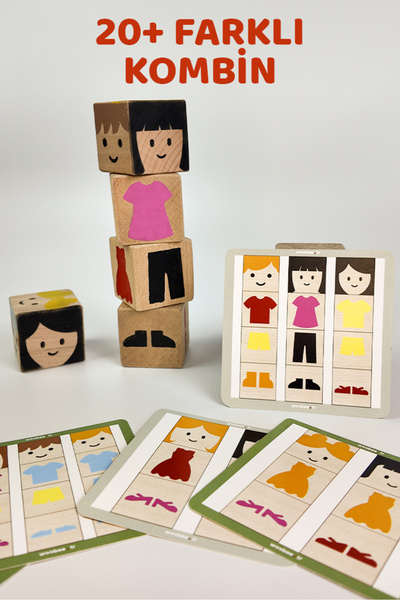 Woobee 3 Boyutlu Kıyafet Kombin Puzzle | Montessori Doğal Ahşap Oyuncak | 4+ ...