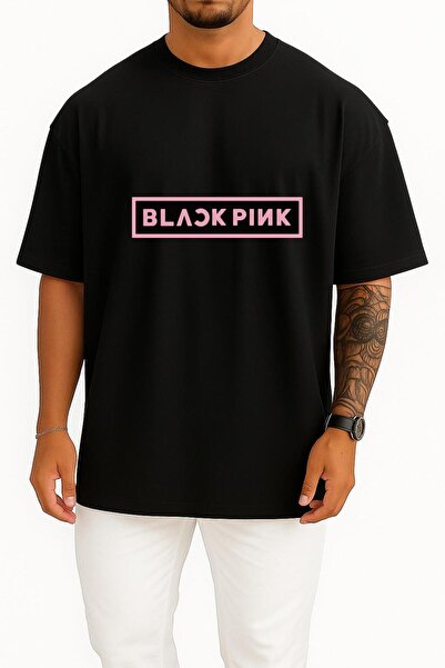 Bahriyeli Collection Μπλουζάκι Unisex με σχέδιο στήθους Black Pink K-Pop oversized