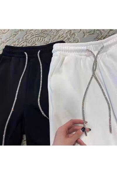 KESNUP Set de 2 șireturi cu cristale, șnur cu strasuri 100 cm Argintiu