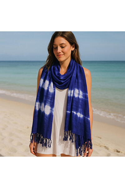 Ancient wisdom Șal Boho Java Art – Dungi Indigo – 62x200cm