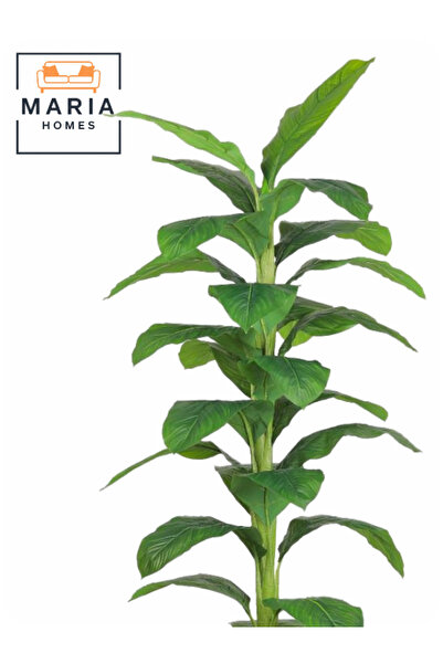 MARIA HOMES Artificial Green Leaf Tree 200 cm – Tall Decorative Plant in Grey Pot