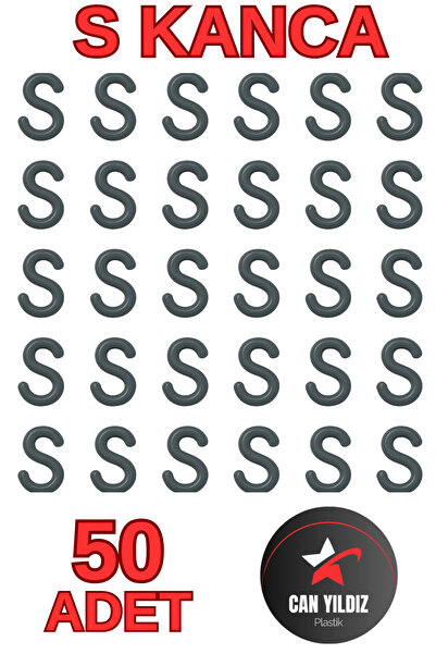 CAN YILDIZ PLASTİK 50 Adet Siyah Plastik Askı S Kanca Mutfak Ve Banyo için Aksesuar S Kanca