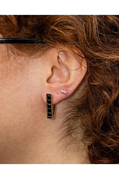 Portakal Esintisi Triora Xuping Inverted Triangle Steel Earrings with Zircon Stone