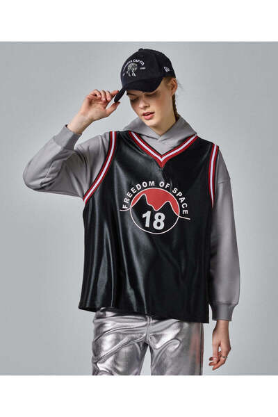 Freedom of Space 18 Jersey Hooded Sweatshirt Grey-Black