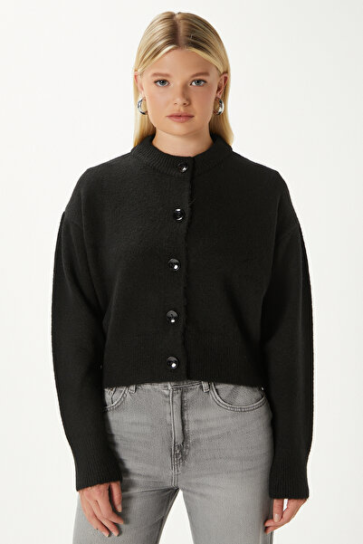 Ritnice Women's Tilia Crop Black Knit Cardigan