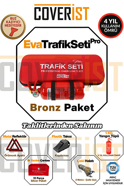COVERİST Eva Trafik Seti Plus - 1 KG Yangın Tüpü - 4 Yıllık - Kırmızı - Bronz Paket