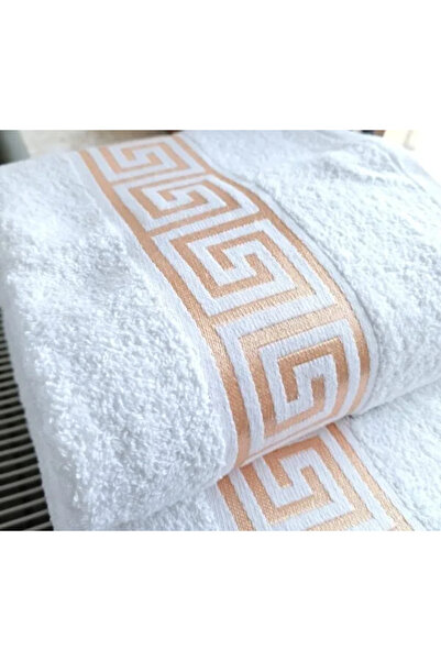 OEM Set 2 bath towels, 100% cotton, size 50x90cm White with golden border