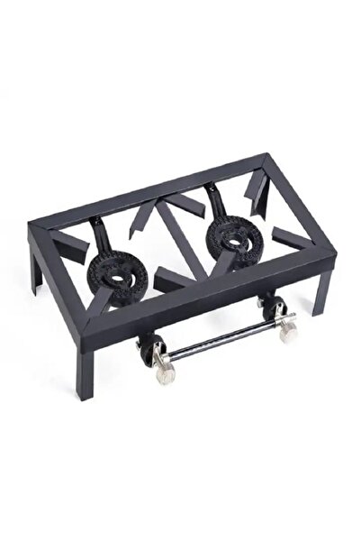 ORIAN موقد غاز متين من الحديد الزهر ثنائي الحلقات - موقد غاز دائري محمول للاستخدام الخارجي والمطبخ