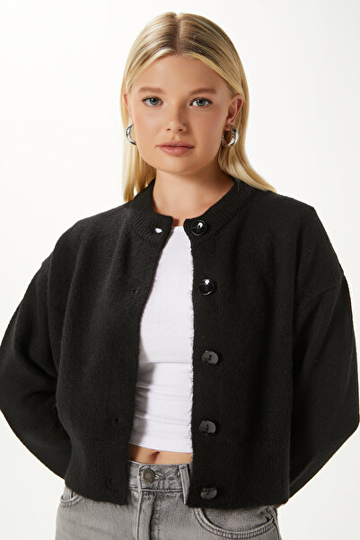 Ritnice Women's Tilia Crop Black Knit Cardigan