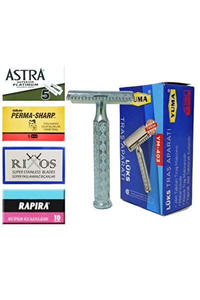 Yuma Jiletli Tıraş Makinesi, Sakal Tıraş Aparatı, Jilet Takılabilir Tıraş Aleti, 25 Adet Karma Jilet