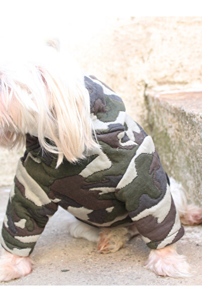 petite pati Camouflage Pattern Hooded Dog Sweatshirt – Thick Quilted Fabric W...