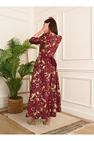 FULLJOY Long dress with a belt at the waist