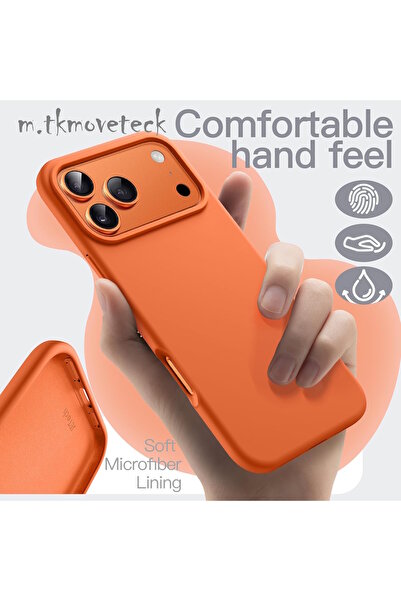 m.tk moveteck iPhone 17 Pro Kılıf Lansman Kamera Korumalı içi Kadife Yumuşak Renkli Silikon Mat Hisli Süet Kapak