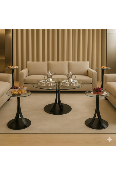 private house Valencia Glass Table Set - A touch of elegance in the heart of your home, black color