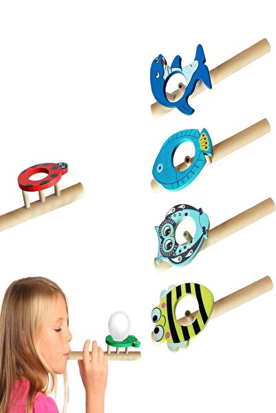 Bundeba Ahşap Oyuncak Eğitim Oyuncağı Ahşap Top Üfleme Oyunu Doğum Günü Hediyesi 1 Adet