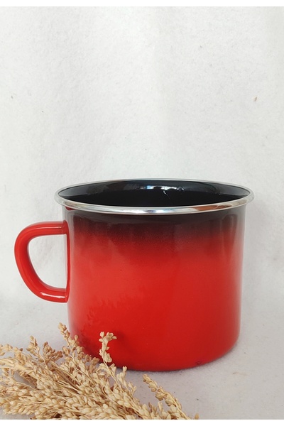 EBRULİEMAYE Red Black Enamel Milk Pot 1.5 Liters 12 cm Diameter Yogurt Milk Soup Egg Boiling Pot