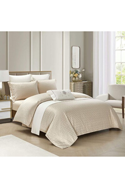 FIONNA.RO Premium Satin Bed Linen With Elastic Pattern - Cream