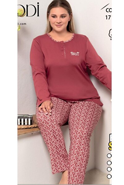 melodi 100% Cotton Plus Size Oversized Long Sleeve Women's Pajama Set