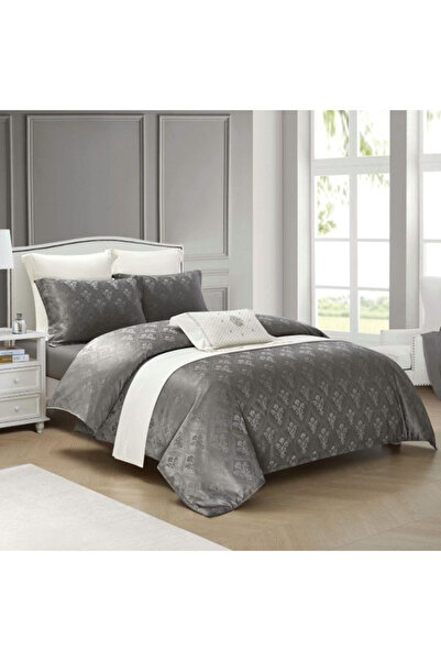 FIONNA.RO Premium Satin Bed Linen With Elastic Pattern - Grey