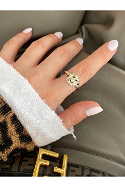 Pinery Jewels Kare Baget Zirkon Taşlı Alttan Ayarlamalı Kadın Yüzük